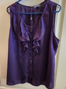 Kenneth Cole Reaction XXL Sleeveless Purple With Ruffle Blouse - Picture 1 of 5