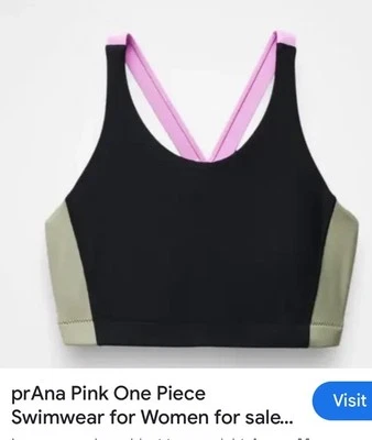 Nuevo con etiquetas Traje de Baño Prana Bikini Top Pequeño Baja Bound Negro Color Bloque Rosa Verde! Foto 1 de 4