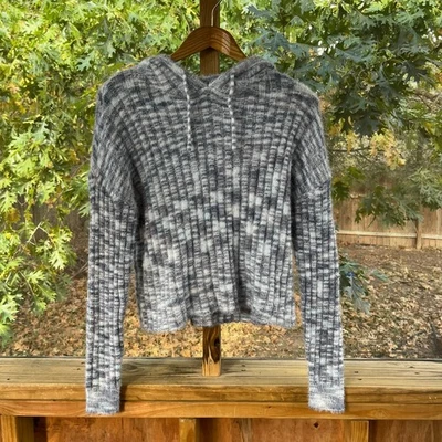 Suéter recortado con capucha So para mujer azul gris Spacedye talla M. NUEVO Foto 1 de 4