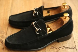 Gucci Black Suede Silver Bit Loafers Shoes Men's UK 9.5 E US 10.5 - Picture 1 of 10