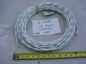 2 conductor 12 gage PTFE mil-spec wire with PTFE jacket 100' - Picture 1 of 4