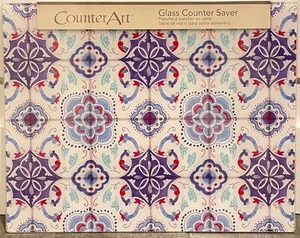 Counter Art 12" x 15" Glass Counter Saver Multi Color Pattern - FREE SHIPPING - Picture 1 of 2