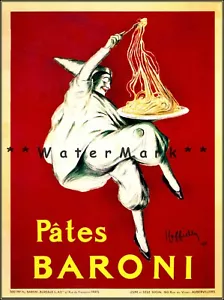 Pates Baroni 1921 Vintage Poster Print Pasta Kitchen Decor Advert Cappiello Art - Picture 1 of 4