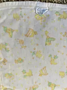 Vtg Carters White & Yellow Nursery Rhymes Baby Blanket Cotton Knit Mother Goose - Picture 1 of 4