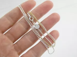 Collana catena punti argento sterling accenti dorati 4,5 grammi 23 1/2 pollici Italia - Foto 1 di 9