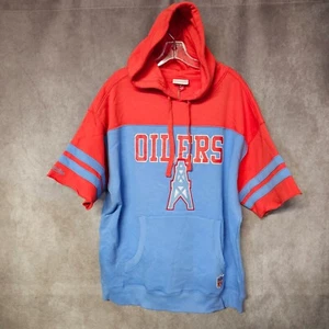 NWT Mitchell & Ness NFL Houston Oilers Retro Cut Off Sleeve Hoodie Mens L $85 - Picture 1 of 9