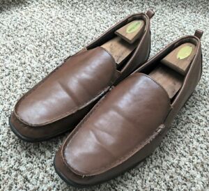 George Men's Brown Leather Loafers Casual Shoes SIze 12