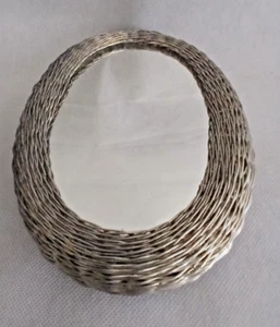 Superbe ancien miroir à poser en maille tressée façon nid - Picture 1 of 7