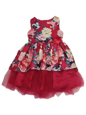 Nannette Niñas Pequeñas Magenta Rosa Rojo Floral Elegante Tul Vestido de Vacaciones 2t Foto 1 de 2