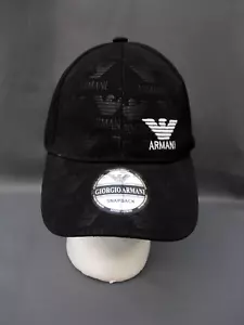 Giorgio Armani snapback designer baseball cap used once with woven logo black - Imagen 1 de 9