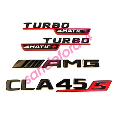 Mercedes Benz CLA45S 2020 AMG emblema turbo 4Matic + insignia guardabarros negro rojo Foto 1 de 4