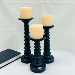 Grey Pillar Candle Holders Set of 3 Candle Holders for Pillar Candles or Wedding - Picture 1 of 5