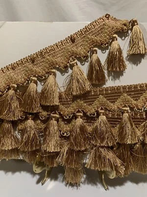 ❤️Fringe Borla 3.5" - Cortinas Cortinas Tapicería Almohadas Dorado/Beige 2.66yd Foto 1 de 4