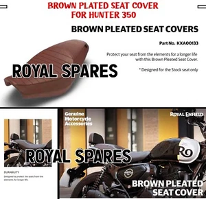 "BROWN PLEATED SEAT COVER" FIT FOR ROYAL ENFIELD HUNTER 350 - Picture 1 of 6