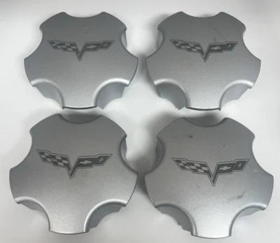 2005 2006 2007 CHEVROLET CORVETTE Center Cap SILVER OEM SET - Image 1 of 4