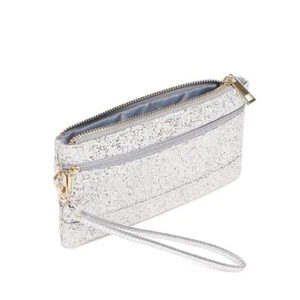 LAM GALLERY Sparkling Glitter Evening Clutch Silver Bride Purse Wedding NEW!!! - Picture 1 of 4