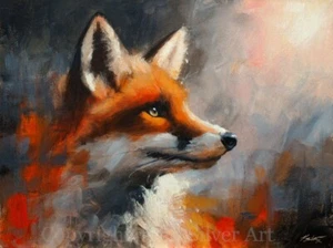 FOX PORTRAIT FINE ART ORIGINAL PAINTING 16" x 12" By UK Artist JOHN SILVER BA - Picture 1 of 5