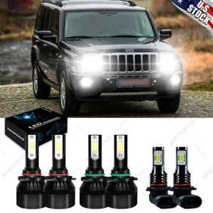 For 2006-2010 Jeep Commander 6X LED Headlights Hi/Lo Fog Lights Bulbs Combo Kit - Picture 1 of 11