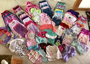 135Pc Lot Vintage Everyday Baby Girl Clothes Pants Jeans Tops Hoodies Tanks Tees - Picture 1 of 24