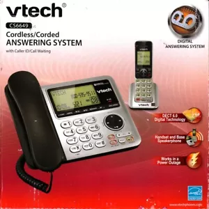 VTECH CS6649 DECT 6.0 CORDLESS AND CORDED PHONE SYSTEM WITH ANSWERING - NICE! - Picture 1 of 1