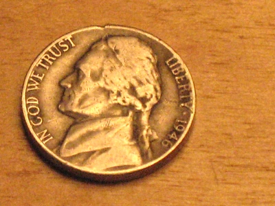 US COIN Jefferson Nickle 1946P Two Errors Not Cleaned 86727 - Image 1 of 4