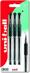 Uni-ball UM-151S Gel Grip Rollerball Pens. Premium Medium 0.7mm Pack of 3 Black - Picture 1 of 5