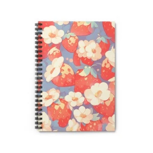 Summer Strawberries Spiral Notebook - Ruled Line - Picture 1 of 6