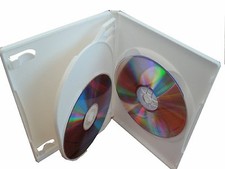 2 SLIM 14MM MULTI-3 TRIPLE DVD CASE BOXES, WITH CLIP, WHITE, PSD53