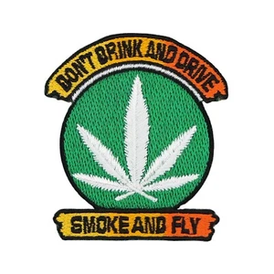 ab75★Don't Drink Drive Smoke Fly parche imagen para planchar parche de cannabis 6,0 x 6,8 cm - Imagen 1 de 8