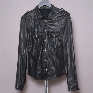 ALL SAINTS Leather Shirt Jacket SMALL Mens Black MCKAY Punk Rock Celebrity S - Picture 1 of 23