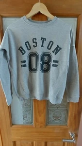 New Look Sweatshirt Grey Size 8 Bust 42" Crew Neck Long Sleeves - Picture 1 of 4