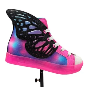 Skechers Little Girls Light-Up Shoes Size 11 Pink Multicolor Glitter High Top - Picture 1 of 10