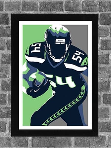 Seattle Seahawks Bobby Wagner Portrait Sports Print Art 11x17 - Picture 1 of 1
