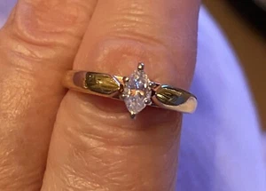 1/3 Carat Yellow Gold Marquise Genuine Diamond Engagement Ring -size 7 - Picture 1 of 7