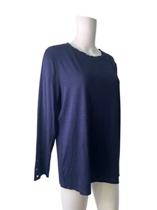 Marble Top T-Shirt Size 4 Womens L Navy Blue Classic Stretch NEW EU44 RRP £45 - Picture 1 of 12