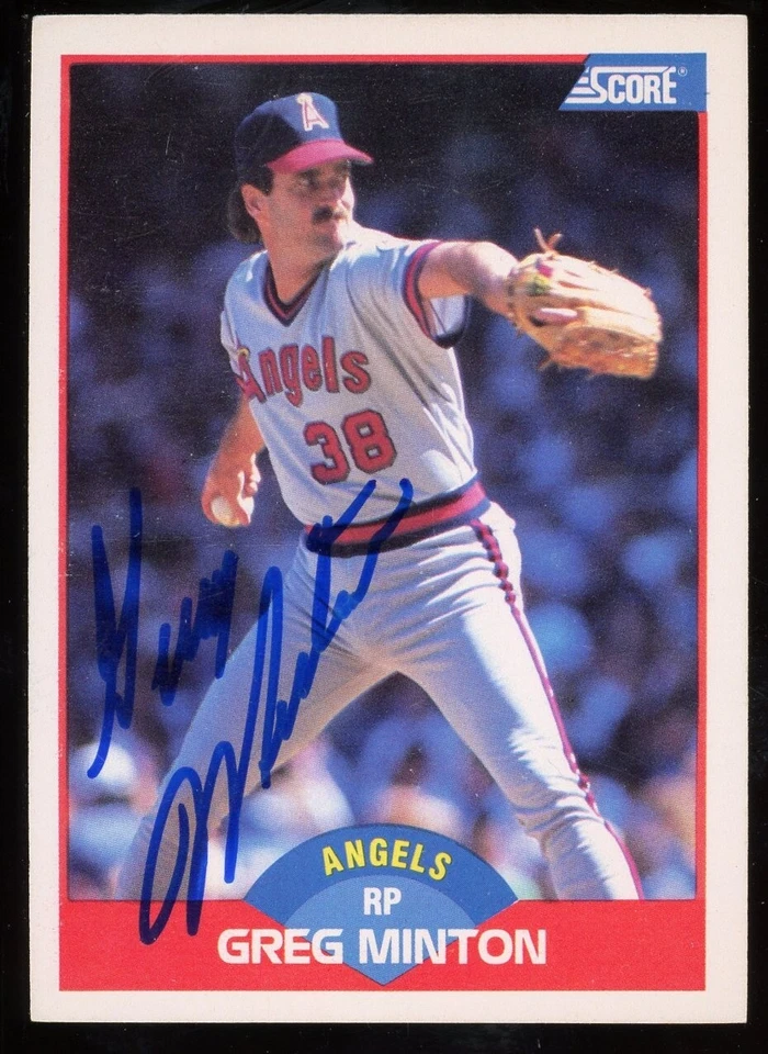1989 Score GREG MINTON Signed Card autograph AUTO ANGELS GIANTS - Image 1 of 1