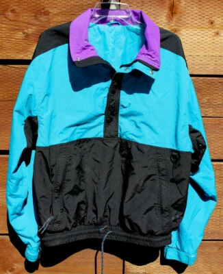 Chaqueta Marker Apparel Talla L De Colección Verde Azulado Negro 1/4 Cremallera Pullover Bloque de Color Esquí L-19 Foto 1 de 4