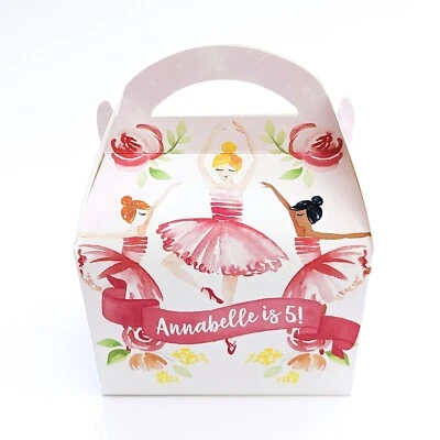 BALLET Bailarina Baile Personalizado Fiesta Caja Regalo Golosina Almuerzo Favor Cumpleaños Foto 1 de 4