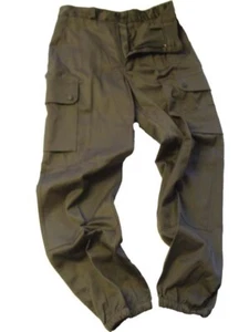 Pantalones de Combate Francés F2 Satén Algodón Oliva Monótono Verde Vintage Bolsas Caqui - Imagen 1 de 7