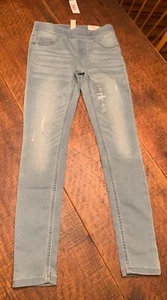 Leggings Denim Justice NWT Girls 14 Slim Mid Rise Soft & Stretchy Distressed - Picture 1 of 7