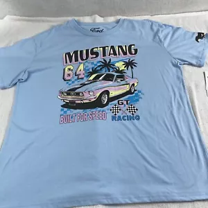 Ford Licensed Blue 64 Mustang Blue Racing Graphic T Shirt Women XXL - Picture 1 of 9