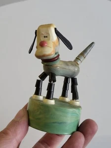 VTG Nice Dog 1960's PLASTIC PUSH BUTTON PUPPET. COLLAPSIBLE PUPPET TOY USSR - Picture 1 of 8