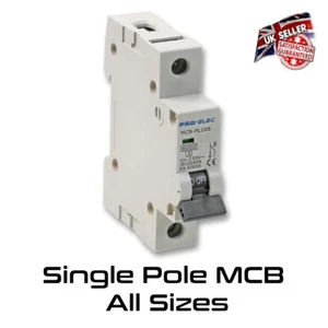 Pro Elec Circuit Breaker MCB 6 10 16 20 32 40 50 63 Amp AUB 1 Single Po Type B - Picture 1 of 7