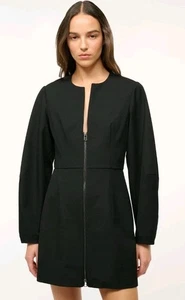 NWT Staud Mini Katja Front Zip Sculptural Sleeve Dress Sz 8 Black $375  - Picture 1 of 4