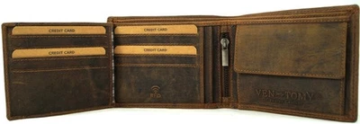 VEN TOMY flache Geldbörse Büffelleder Vollleder RFID-Blocker 12 Karten Herren Vintage