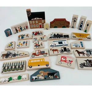 Cats Meow Village Shelf Sitters 80s 90s Faline People Horse & Buggy Train Lot - Picture 1 of 7