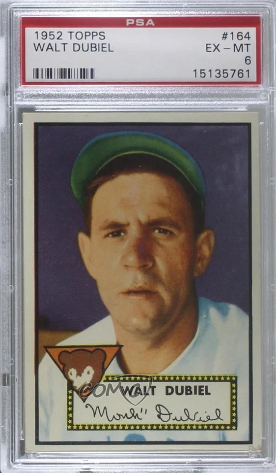 1952 Topps Walt Dubiel (White Back) #164 PSA 6 - Image 1 of 2