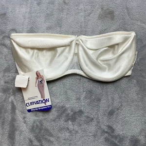 Curvation Satin Stay-Up Strapless Bra Womens 34D White Underwire 5304150 NWT - Picture 1 of 7