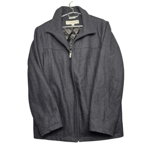 Perry Ellis Portfolio Wool Blend Gray Full Zip Jacket Coat Mens L - Picture 1 of 7