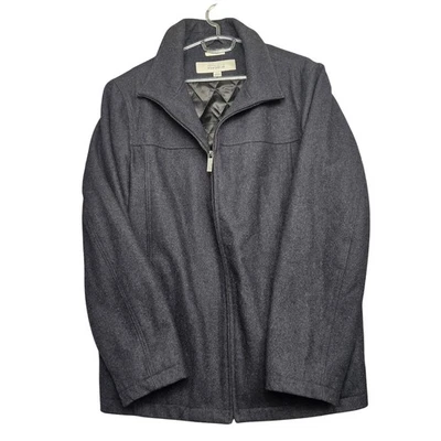 Perry Ellis Portfolio Wool Blend Gray Full Zip Jacket Coat Mens L - Image 1 of 4